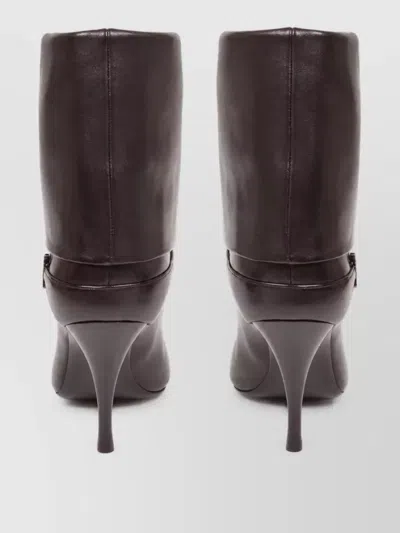 Saint Laurent Niki Embellished Leather Ankle Boots In Brown