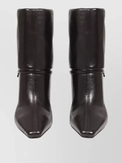 Saint Laurent Niki Embellished Leather Ankle Boots In Brown