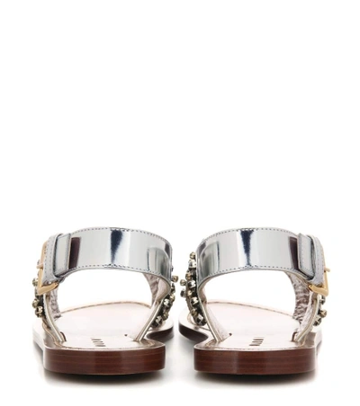 Shop Marni Leather Slip-on Sandals In Silver