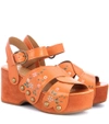 MARC JACOBS WILDFLOWER LEATHER WEDGE SANDALS,P00252189