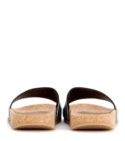 Shop Adidas Originals Adilette Slip-on Leather Sandals In Cllack Ftwwht Gum4