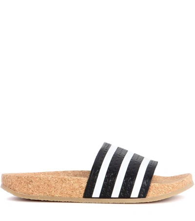 Shop Adidas Originals Adilette Slip-on Leather Sandals In Cllack Ftwwht Gum4