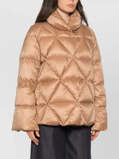 Fay Quilted Down Puffer Jacket In Brown