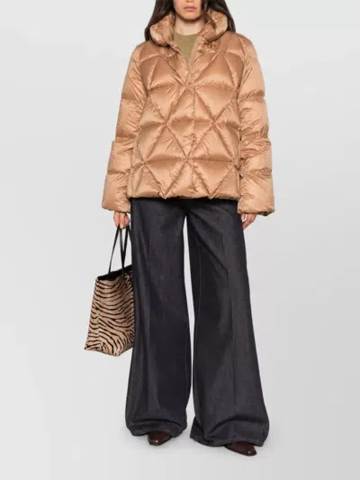 Fay Quilted Down Puffer Jacket In Brown