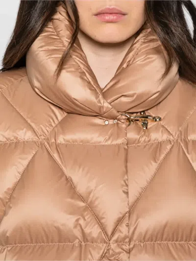 Fay Quilted Down Puffer Jacket In Brown