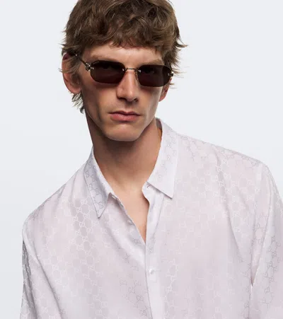 Gucci Rectangular Sunglasses In Gold
