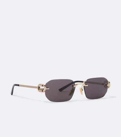 Gucci Rectangular Sunglasses In Gold