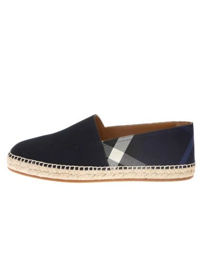 Shop Burberry Indigo Check Espadrilles In Blue