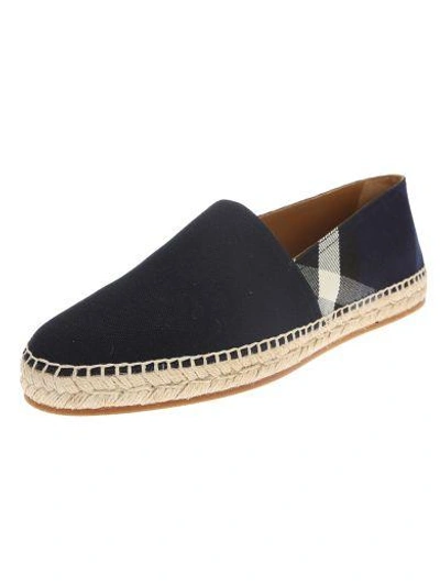 Shop Burberry Indigo Check Espadrilles In Blue