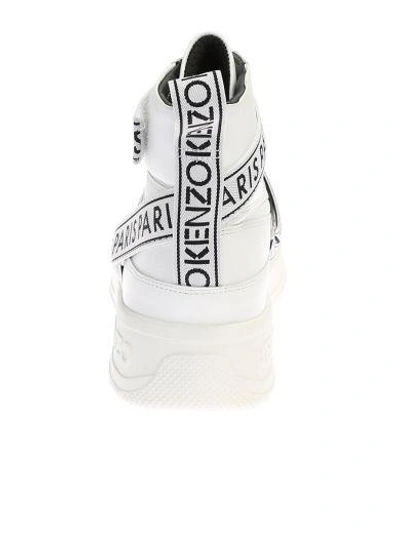 Shop Kenzo White Leather Coby Hightop Sneakers