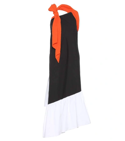 Shop Isa Arfen Knot Halter Sleeveless Cotton Dress In Black