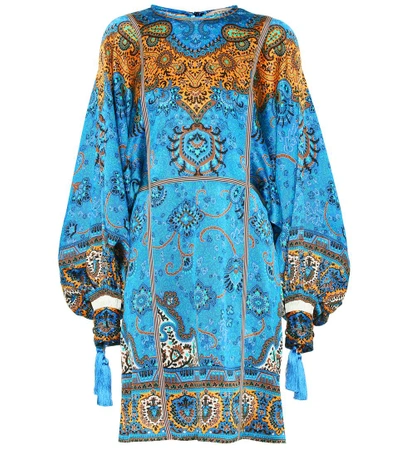 Etro Printed Silk Dress In Llue