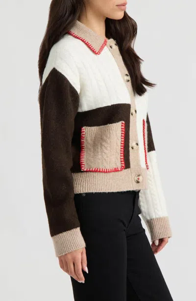 Hunter Patchwork Cable Knit Cardigan In Multi