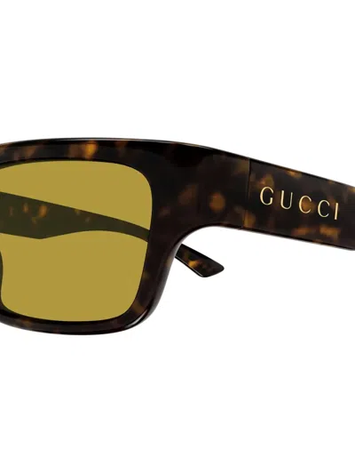 Gucci Rectangular-frame Sunglasses In Brown