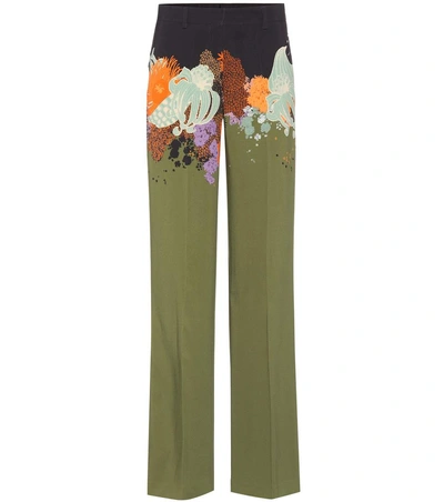 Dries Van Noten Printed Wide-legged Trousers In Brown