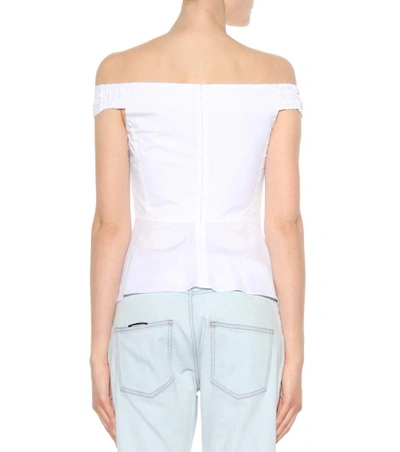Shop Peter Pilotto Off-the-shoulder Cotton Top In White