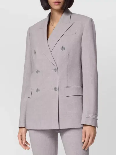 Versace Double-breasted Chambray Blazer In Purple
