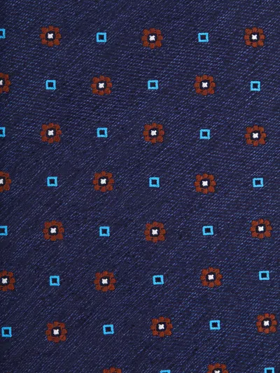 Canali Geometric-patterned Silk Tie In Blue
