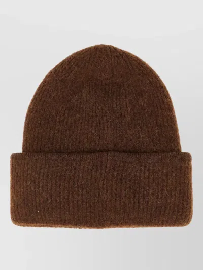 Jacquemus Le Bonnet Gros-grain Ribbed Beanie Hat In Brown