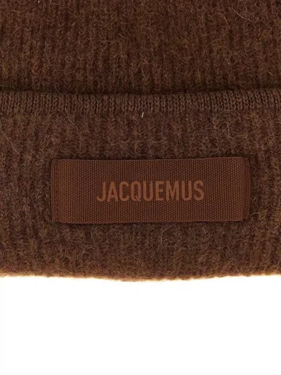 Jacquemus Le Bonnet Gros-grain Ribbed Beanie Hat In Brown