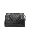 Gucci Large Signature Leather Shoulder Bag - Black
