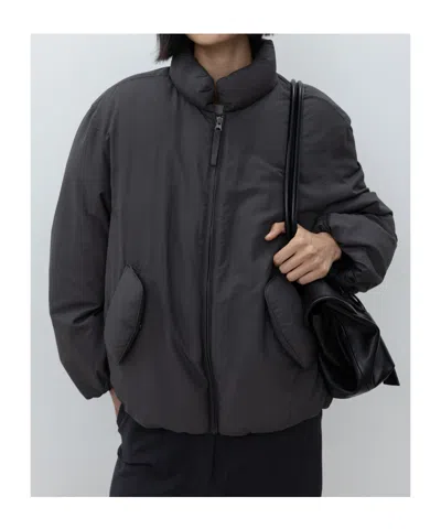 Low Classic Zippered Down Jacket In Black