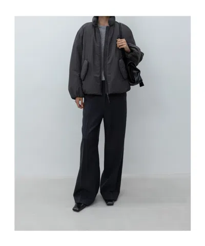 Low Classic Zippered Down Jacket In Black