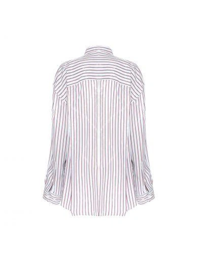 Shop Balenciaga Star Striped Silk Blend Shirt In Blanc / Bleu / Rouge