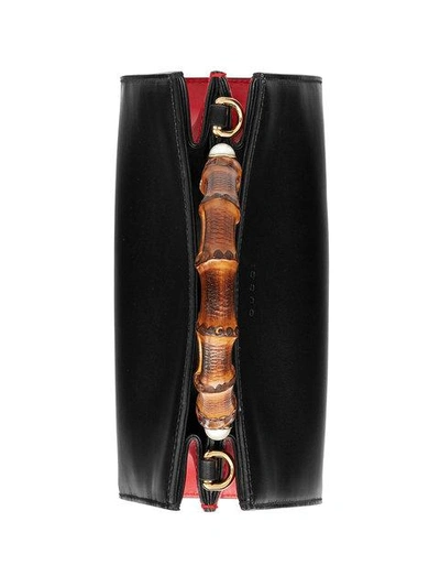 Shop Gucci Nymphaea Leather Top Handle Bag - Black