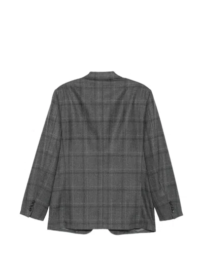 Canali Check Wool Blazer In Multi