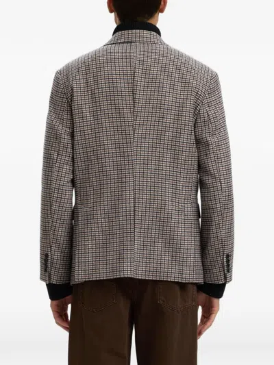 Selected Checked Double-breasted Blazer In Gray