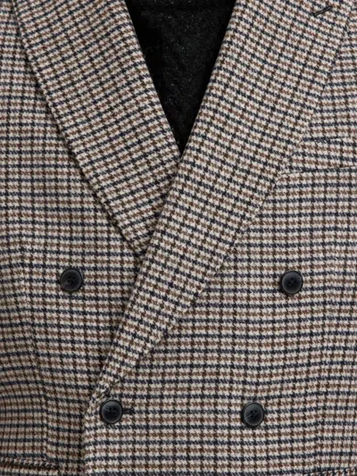 Selected Checked Double-breasted Blazer In Gray