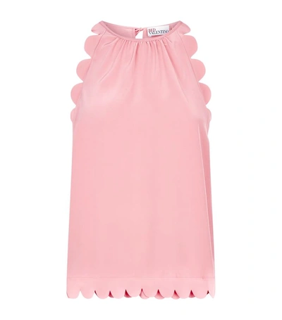 Red Valentino Scallop Trim Top In Pink