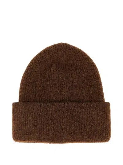 Jacquemus Le Bonnet Gros-grain Ribbed Beanie Hat In Brown