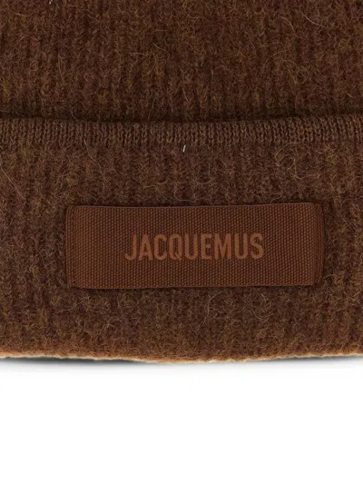 Jacquemus Le Bonnet Gros-grain Ribbed Beanie Hat In Brown