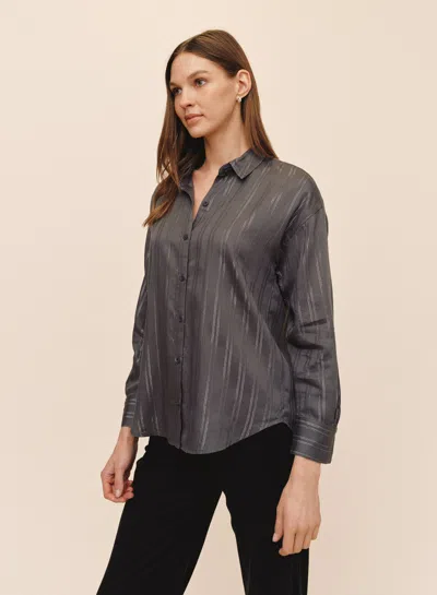 Bella Dahl Oversized Button Down In Gray