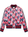 Gucci Printed Duchesse Silk-satin Bomber Jacket In Pink-multi