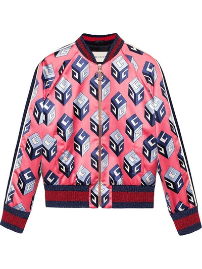 Shop Gucci Gg Wallpaper Print Duchesse Bomber In Pink