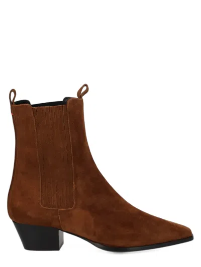 Aeyde Solid Color Suede Ankle Boots In Brown