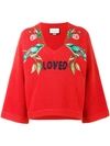 GUCCI GUCCI LOVED BIRD EMBROIDERED TOP,467710X5S1712077213