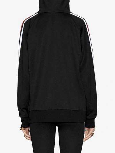 Shop Gucci Embroidered Jersey Sweatshirt - Black