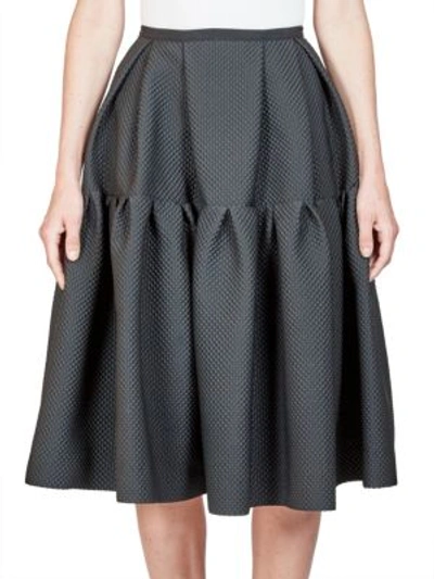 Erdem Leslie Tiered Quilted Jacquard Skirt In Black