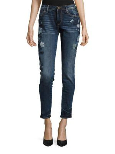 Driftwood Marylin Floral Embroidered Jeans In Blue