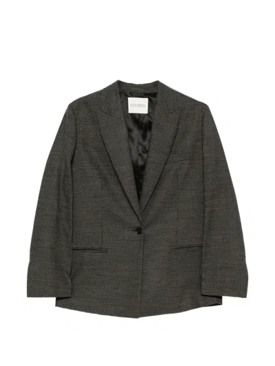 CHECK-PATTERN SINGLE-BREASTED BLAZER
