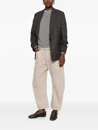 CHECK-PATTERN SINGLE-BREASTED BLAZER