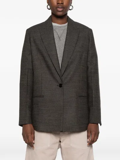 CHECK-PATTERN SINGLE-BREASTED BLAZER