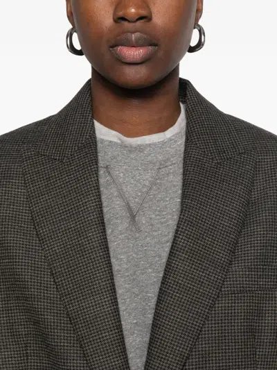 CHECK-PATTERN SINGLE-BREASTED BLAZER
