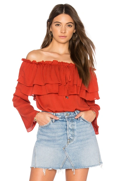 Endless Rose Flared Off The Shoulder Top In Red