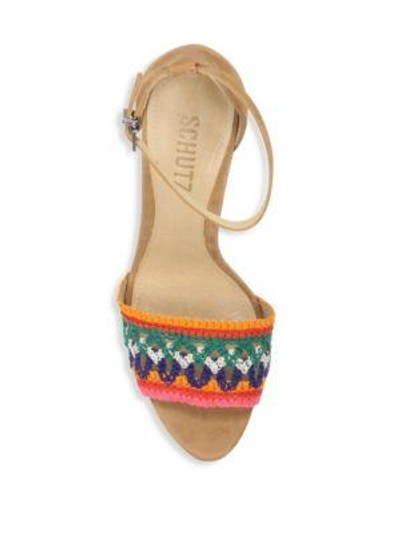 Shop Schutz Joannas Embroidered Sandals In Desert Multi