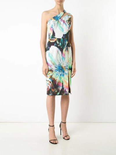 Shop Black Halo One-shoulder Print Dress
